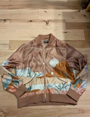 Hooey Ladies Bomber Jacket Pink Body with Desert Landscape - HJ107PK Large